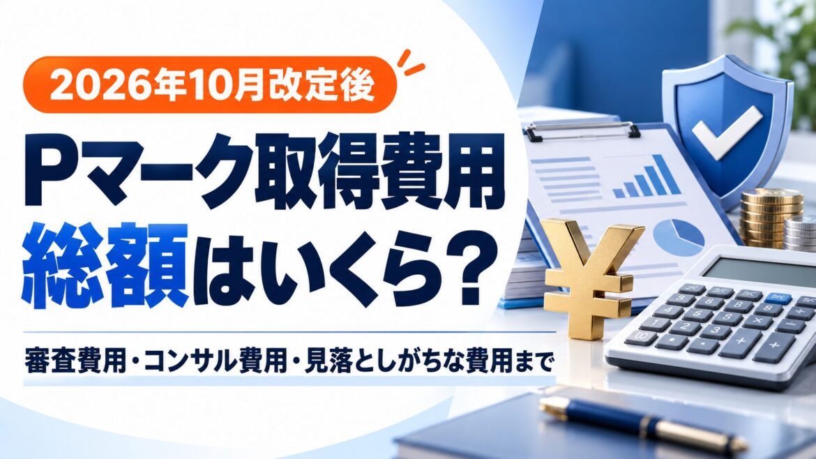 Pマーク取得費用の総額はいくら？【2026年10月改定後】審査費用・コンサル費用・見落としがちな費用まで