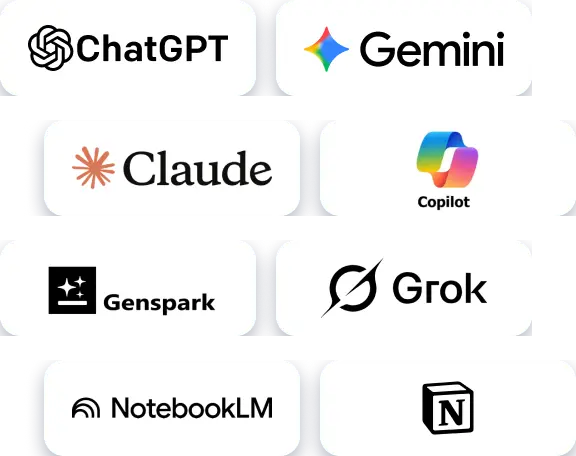 ChatGPT・Gemini・Claude・Copilotなど対応AIサービス